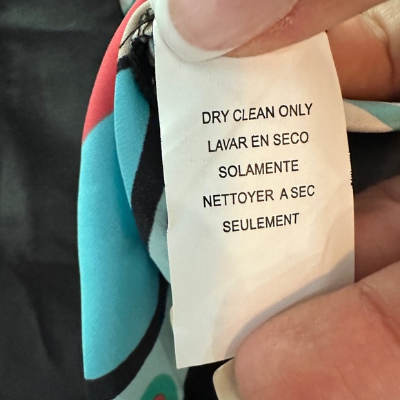 BeBe 100% Silk Graphic V-Neck Dress Size Small - Picture 14 of 16